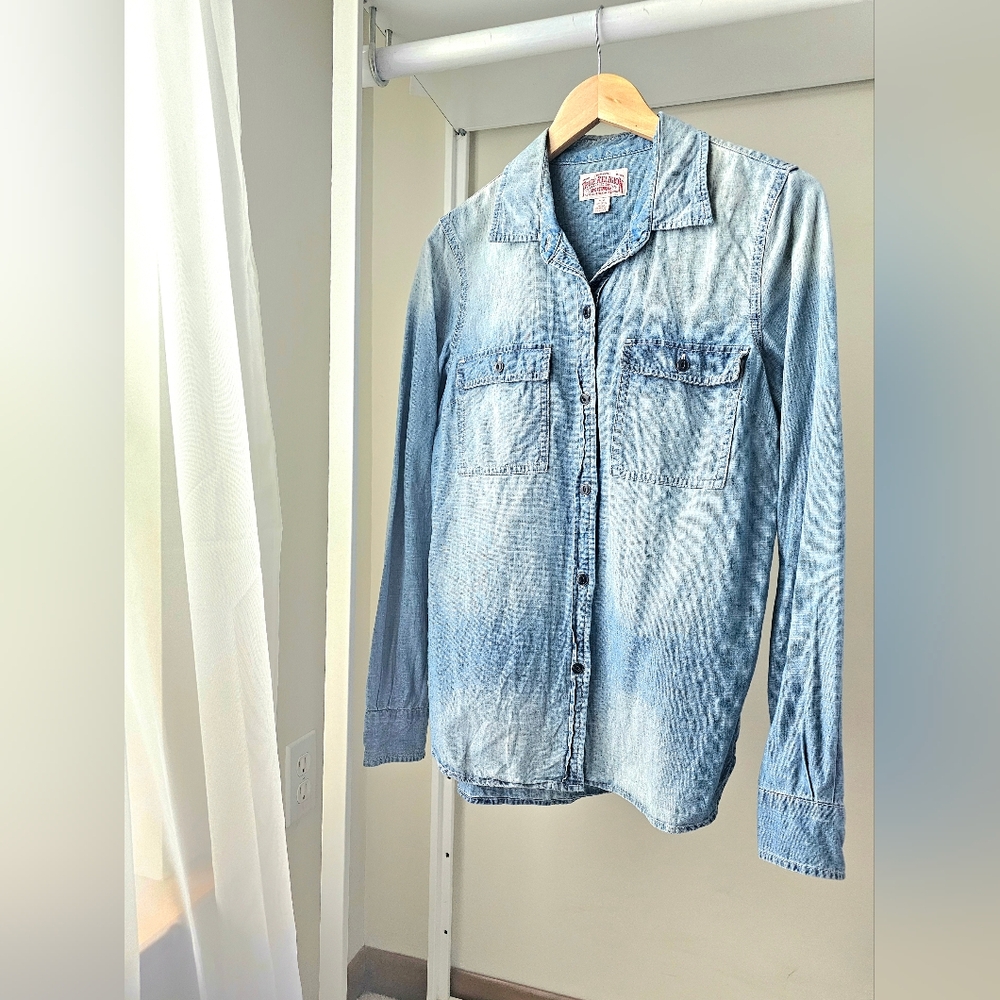 True Religion Light Blue Faded Denim Button-down